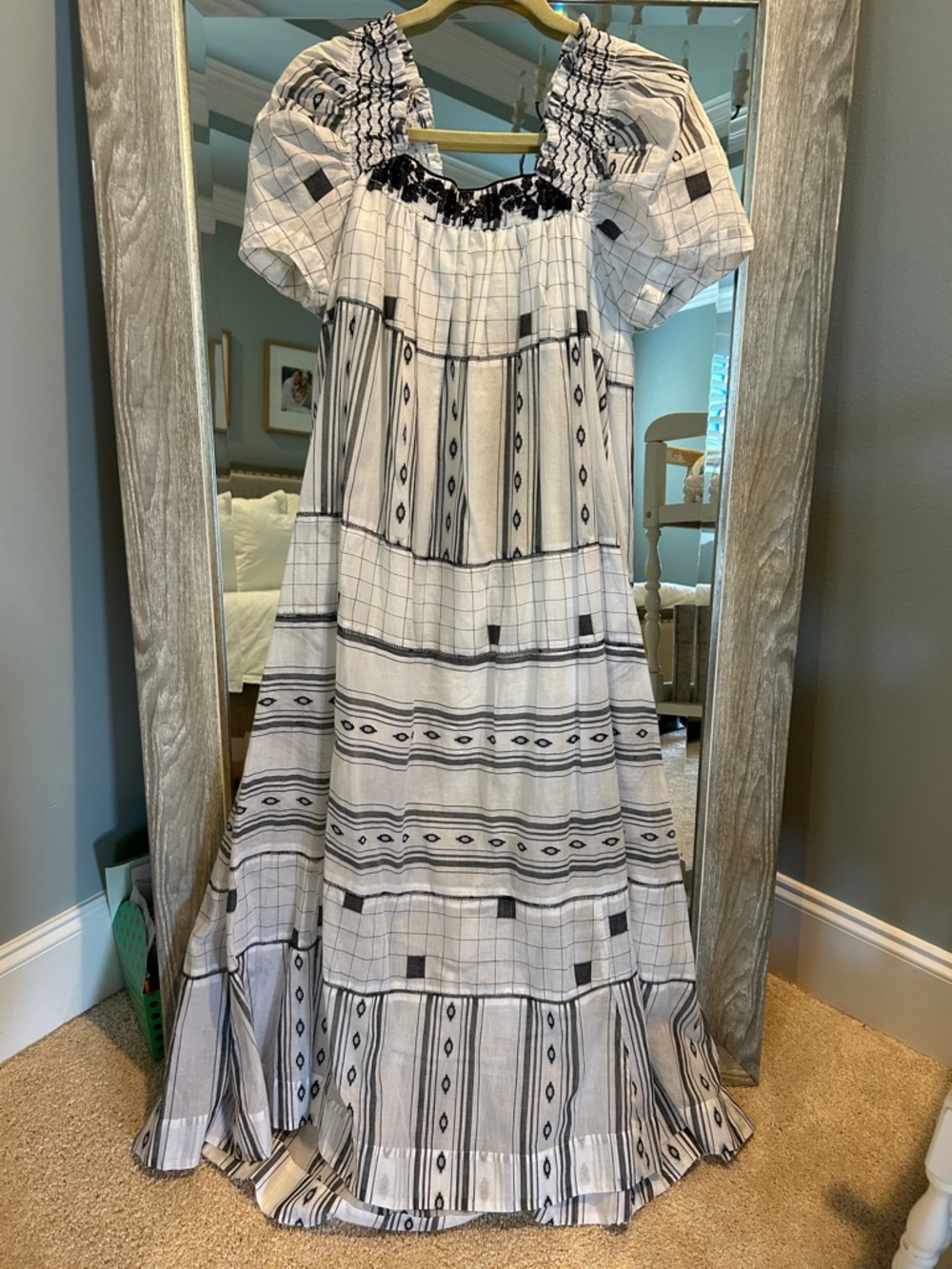 Free People Black and White Patterned Maxi Dress
